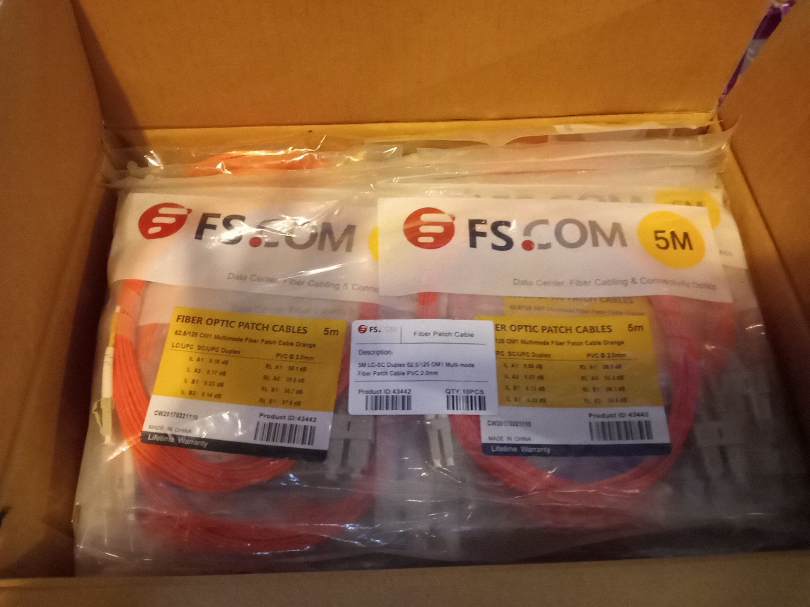 Lot Of 60+ - 5 meter OM1 Fiber Patch Cable 1GB Duplex Multimode Optic Cord 5m