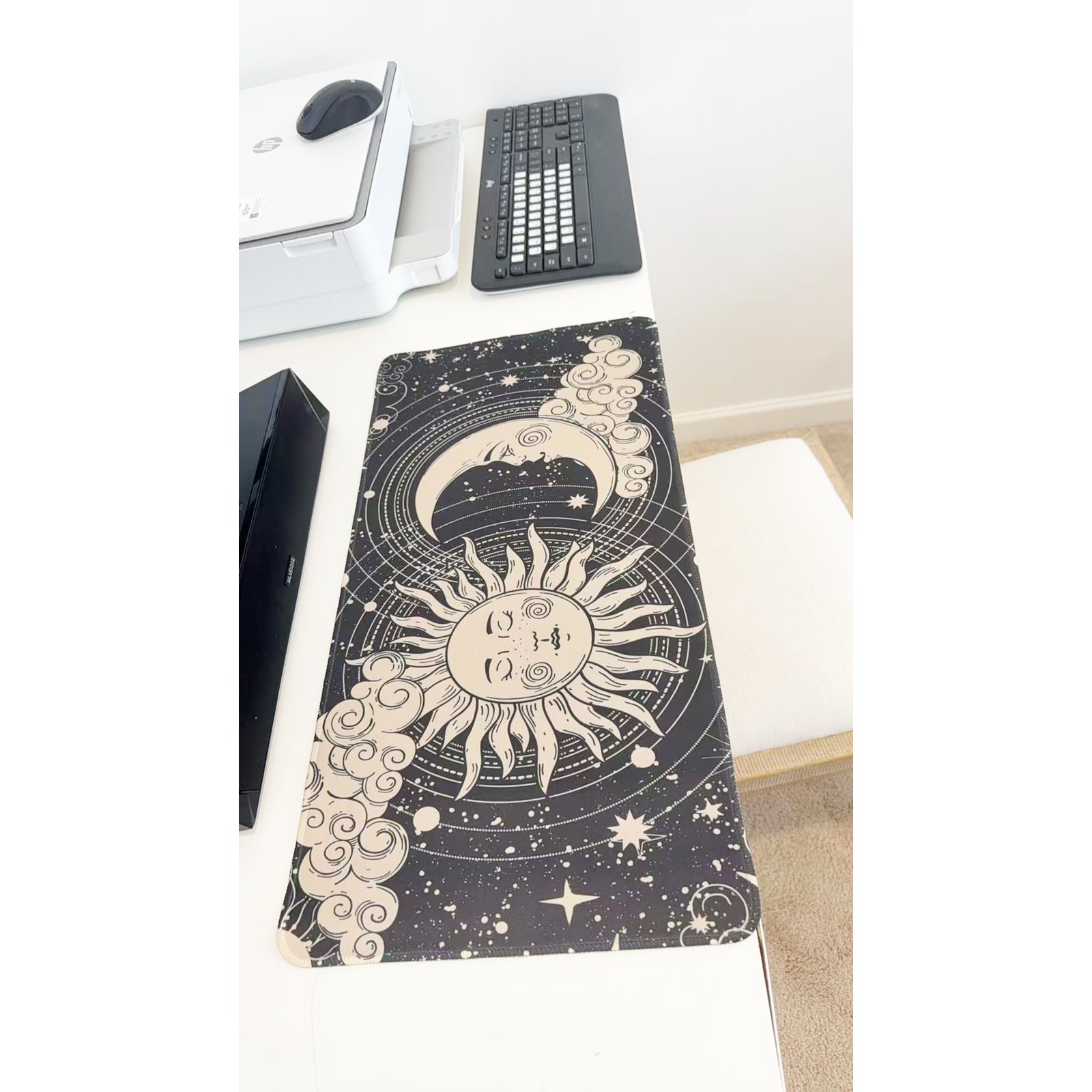 Vintage Sun Moon Celestial Large Gaming Mouse Pad 23.6"x11.5" Non-Slip Desk Mat