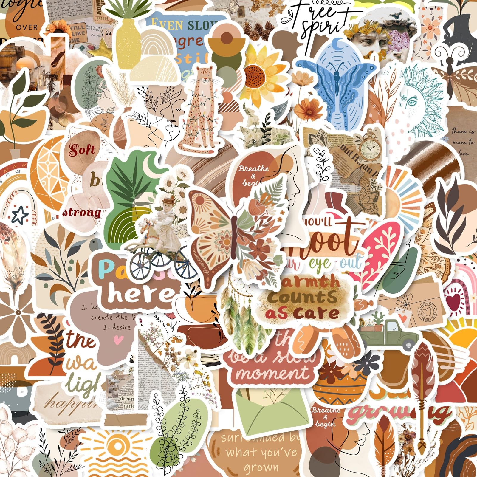 200PCS Vintage Aesthetic Vinyl Stickers, 6 x 9 inches,