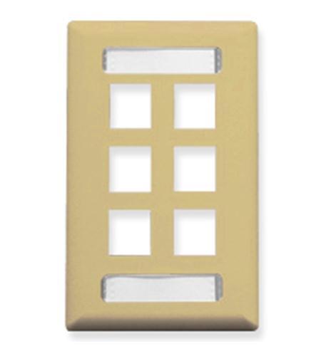Icc IC107S06IV Faceplate, Id, 1-gang, 6-port, Ivory