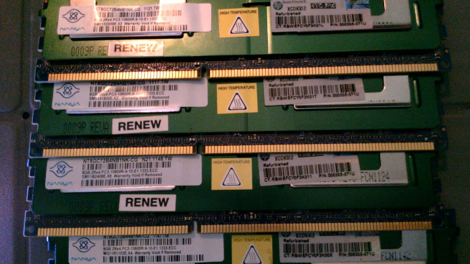 NANYA NT8GC72B4NB1NK-CG NANYA 8GB PC3-10600R DDR3 RAM HP 500205-071U