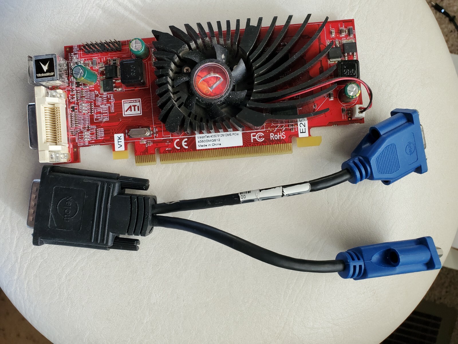 VISIONTEK 4350 512MB DMS PCI-E Video Graphic 4350DMS512 VTK-400491T Card & Cable