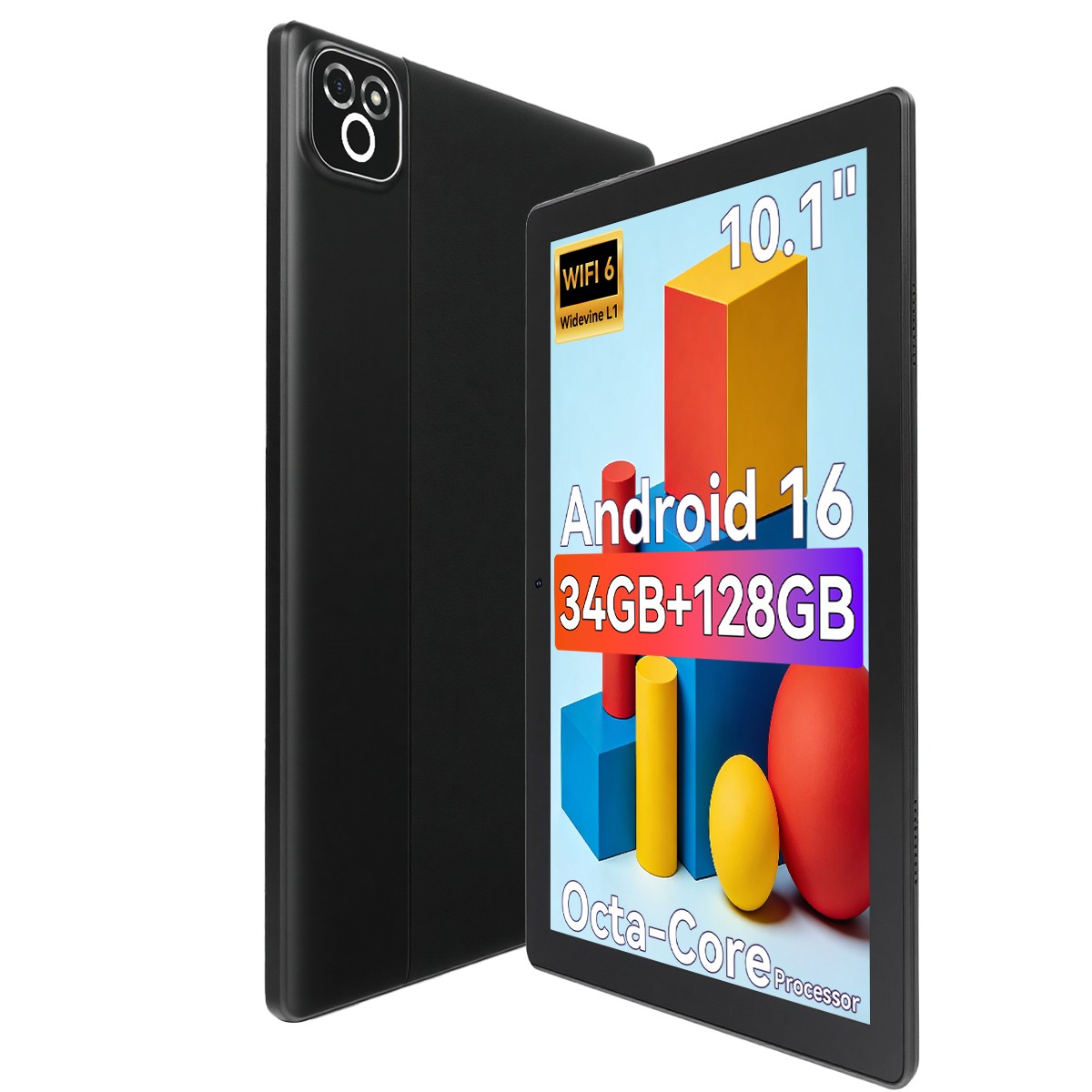 AEEZO Android 16 Tablet 10.1 inch WiFi HD Display Tablets 128GB Octa-Core