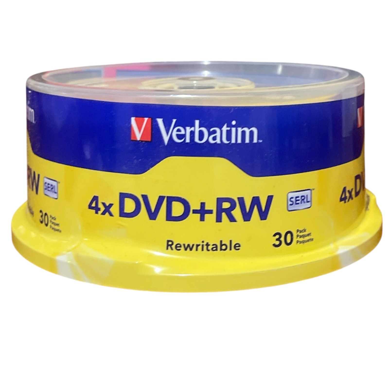 30 Verbatim Blank 4X DVD+RW Logo Branded 4.7GB Rewritable DVD Disc SERL