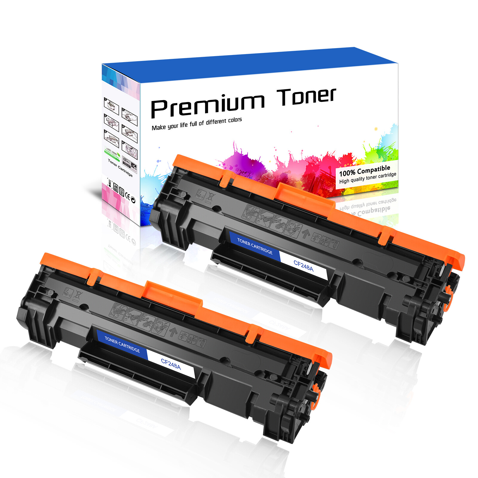 2 CF248A 48A BK Toner Cartridge for HP LaserJet Pro M15w M16a MFP M28w M28a M29w