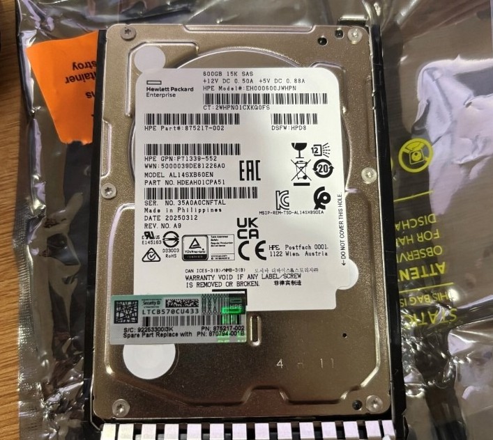 be suitable for HP EH000600JWHPN 870794 875217-002 600GB 15K SAS DS hard drive