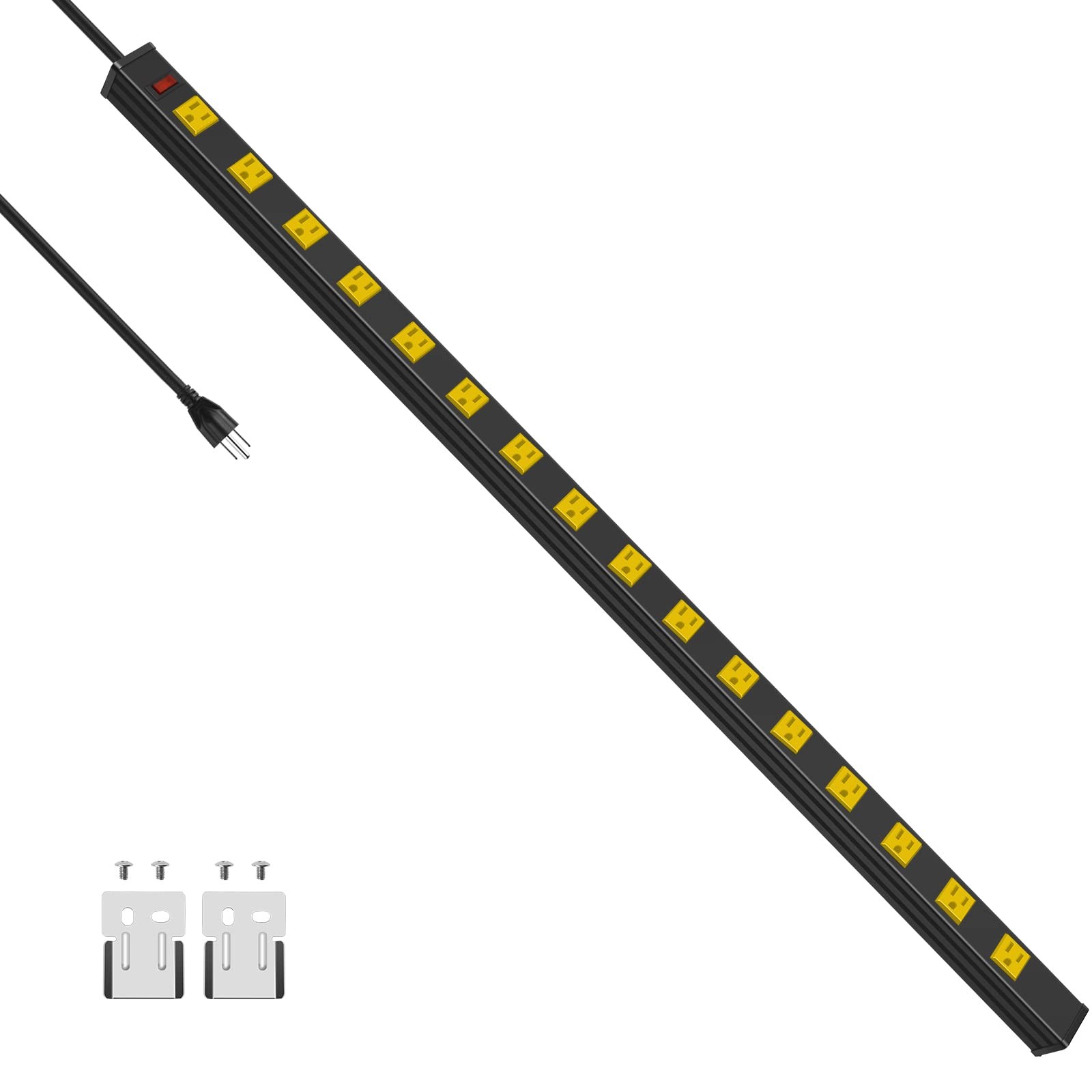 JUNNUJ Long Metal 16 Outlet Wide Spaced Garage Industrial Heavy Duty Power
