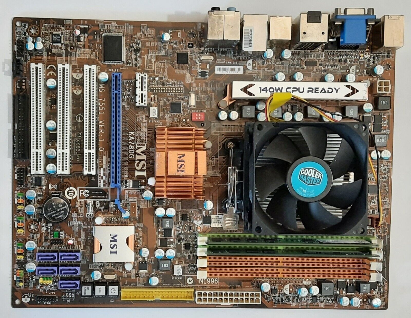 MSI MS-7551 Socket AM2 + Motherboard + AMD Phenom X4 9950 4x2.6GHz + 3GB DDR2 RAM