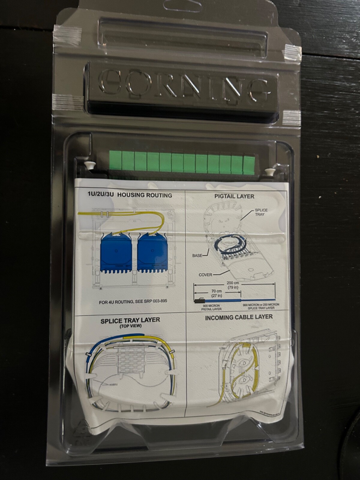 Corning 12F  Pigtailed Splice Cassettes #CCH-CS12-B3-P00RE , LC/APC