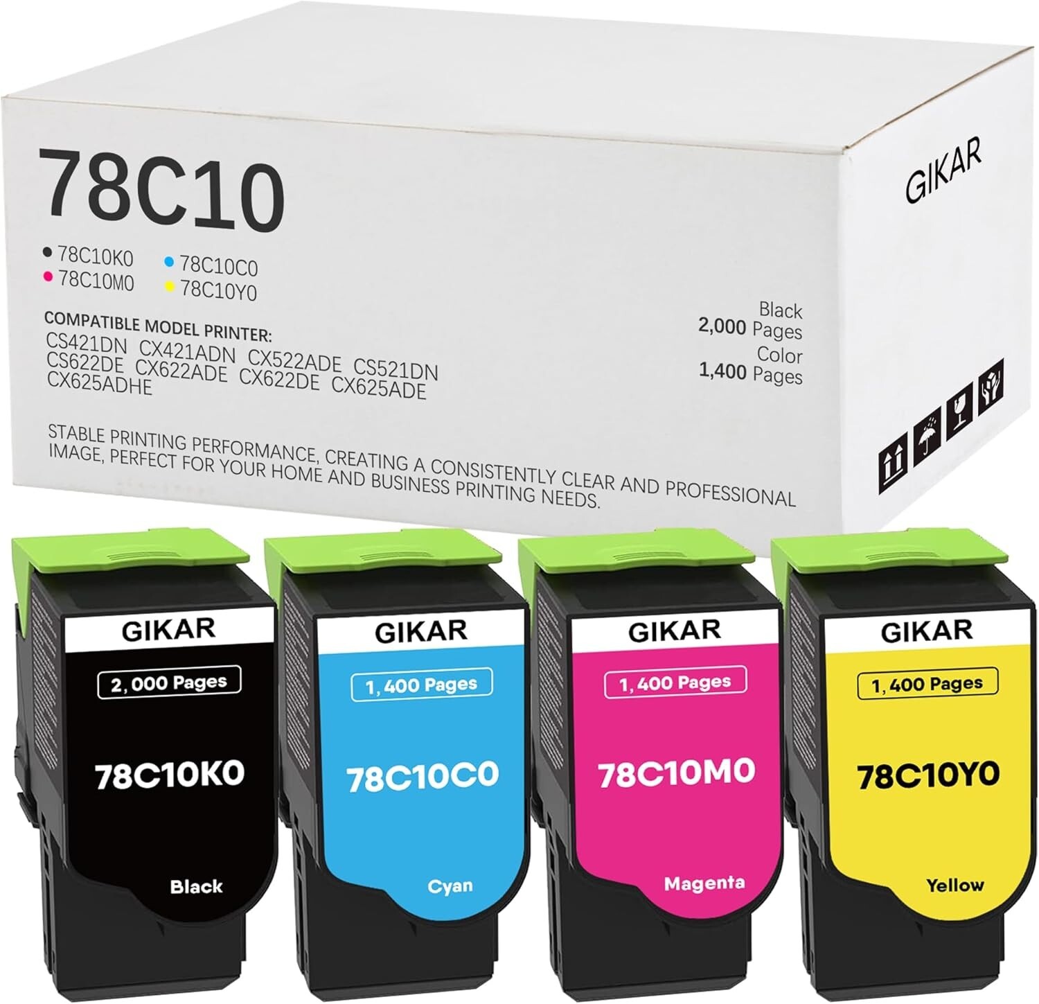 CS421 4-pack color toner cartridges compatible with Lexmark. Cartridges Sealed ￼