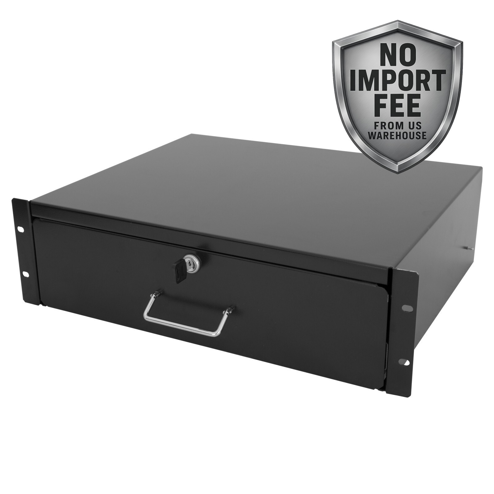 New 3U Drawer Rack Mount DJ 19" Rack Case Equipment Deep Drawer 3Space Lockable