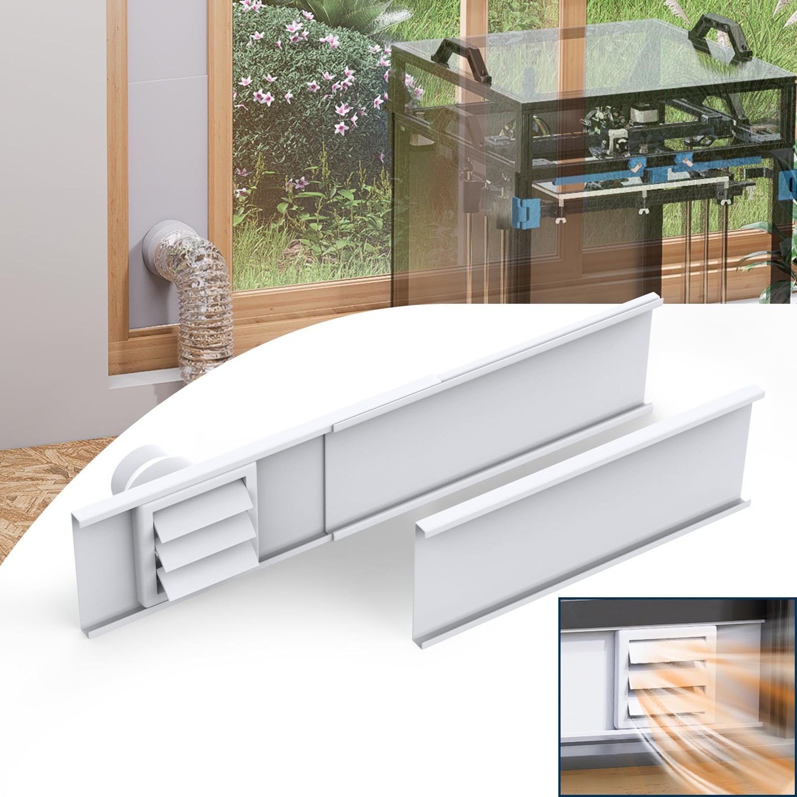 Window Vent Kit for 3" and 4" Vent Hose,Adjustable Window Vent Panels with Lo...