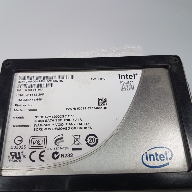 120GB Intel SSDSA2M120G2GC X25-M G15695-103 SATA 3.0Gb/s SSD 2.5" Hard Drive