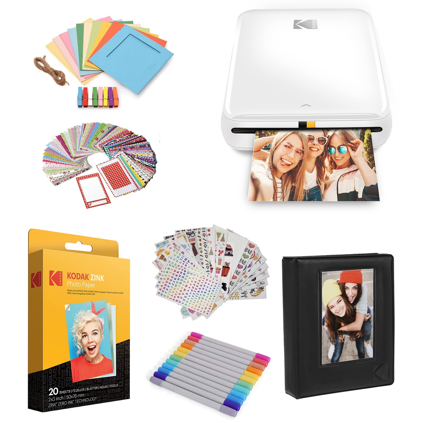 KODAK Step Printer Wireless Mobile + Gift Bundle 20 Sheets, White