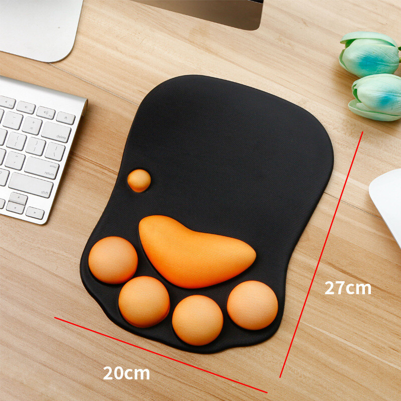 3D Cat Paw Mouse Pad with Wrist Support Cartoon Cute Cats Paw Soft Silicone NEW