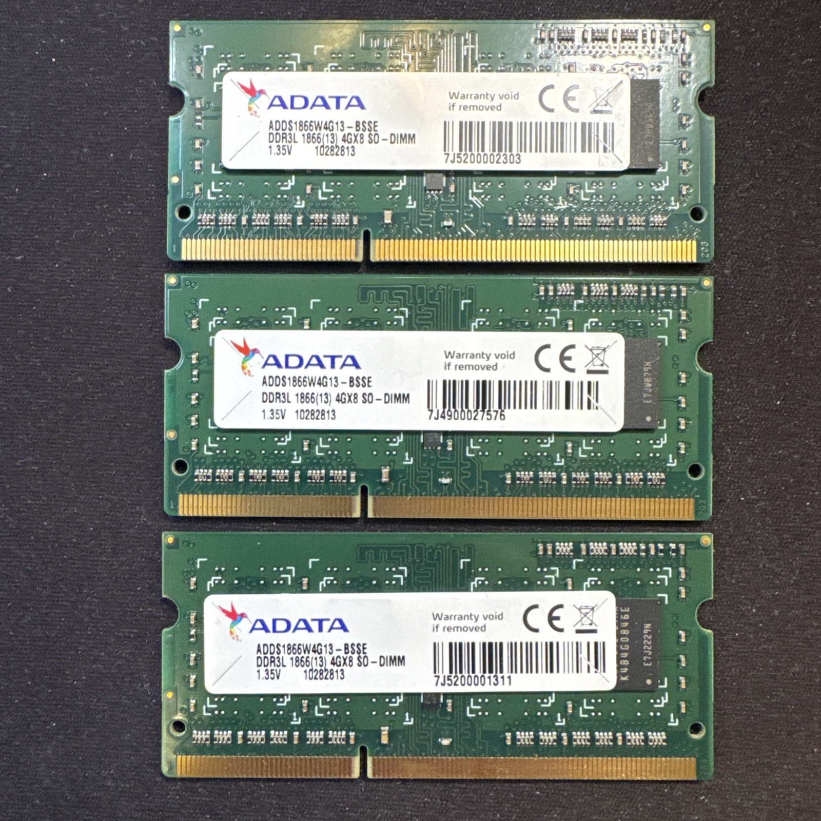ADATA 4GB (3-Sticks) PC3-14900 DDR3L 1866 SODIMM Memory ADDS1866W4G13-BSSE