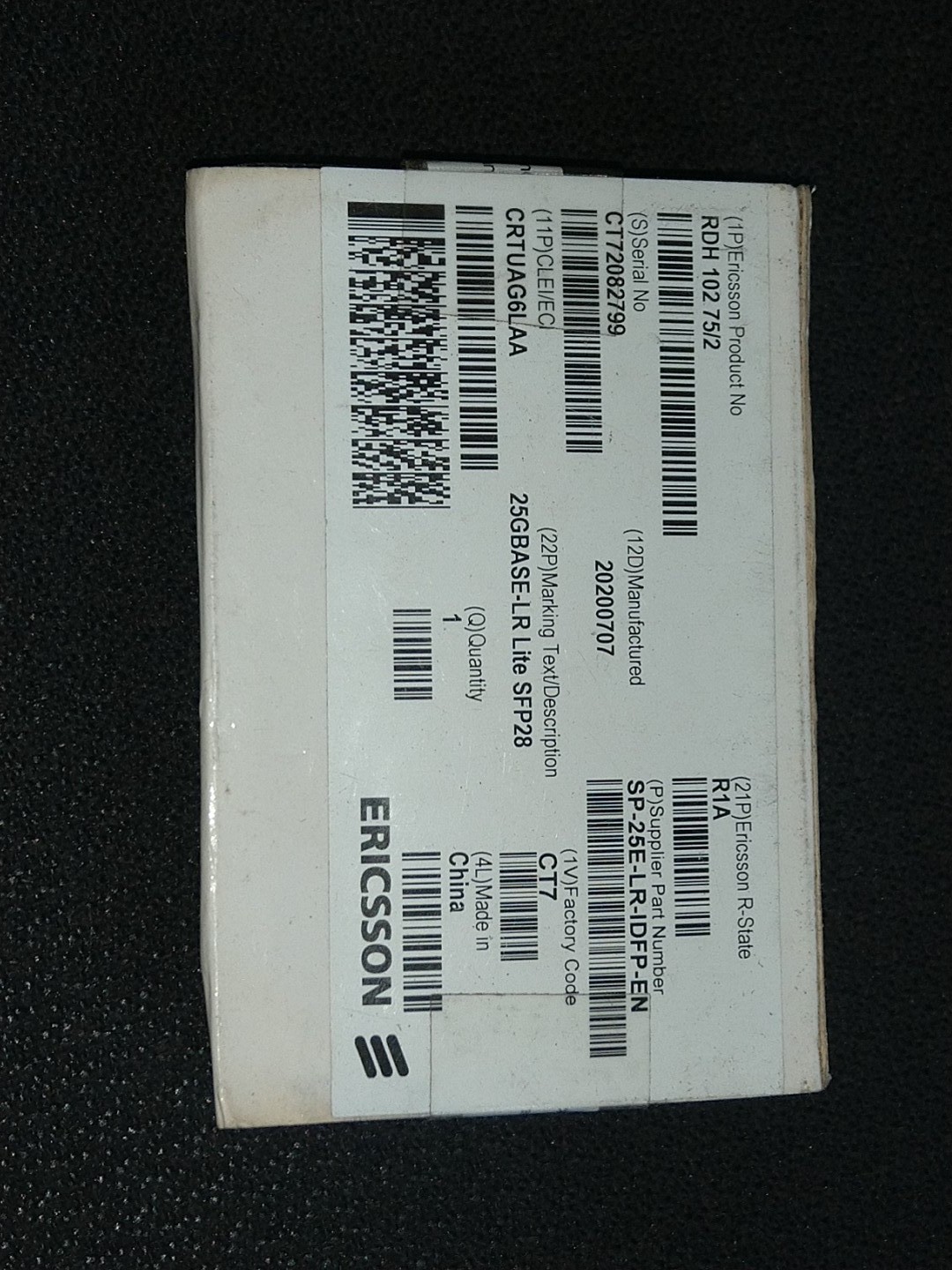 NEW Ericsson SP-25E-LR-IDFP-EN RDH10275/2 25GBASE LR Lite SFP28 transceiver