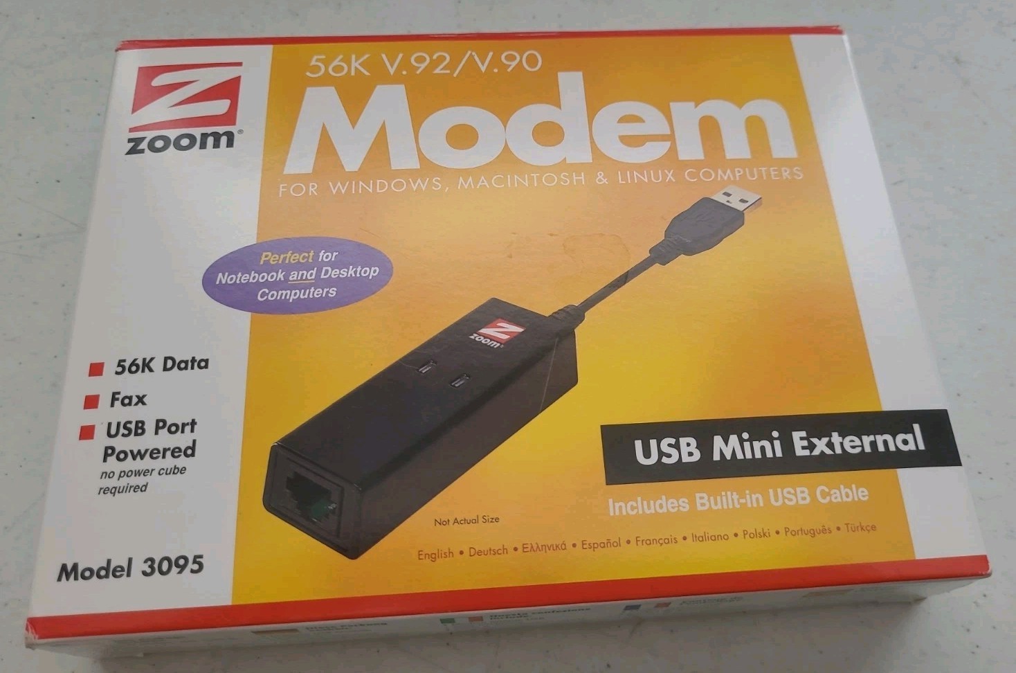 Zoom 56K V.92/V.90 Certified For Windows 7 Vista XP or 2000 computer - 3095