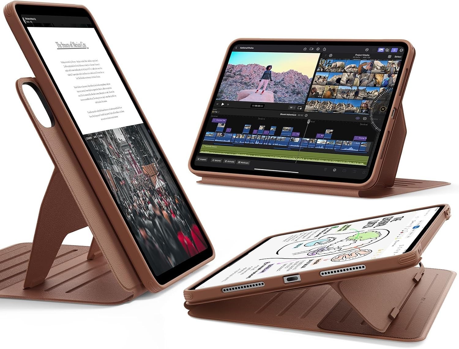 ESR for iPad Pro 13 Inch Case (M5/M4) 2025/2024 Rotating Stand Cover Brown #2414