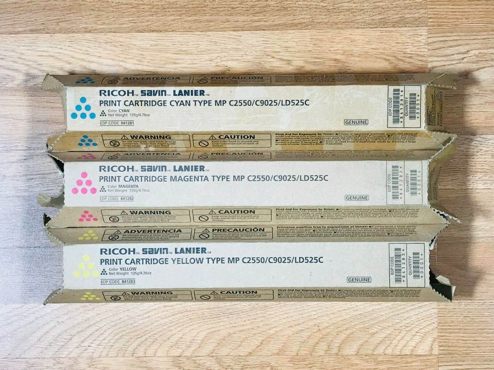 Lot of 3 Ricoh 841281 841282 841283 CMY -TYPE MP C2550/9025/LD525C -SameDayShip
