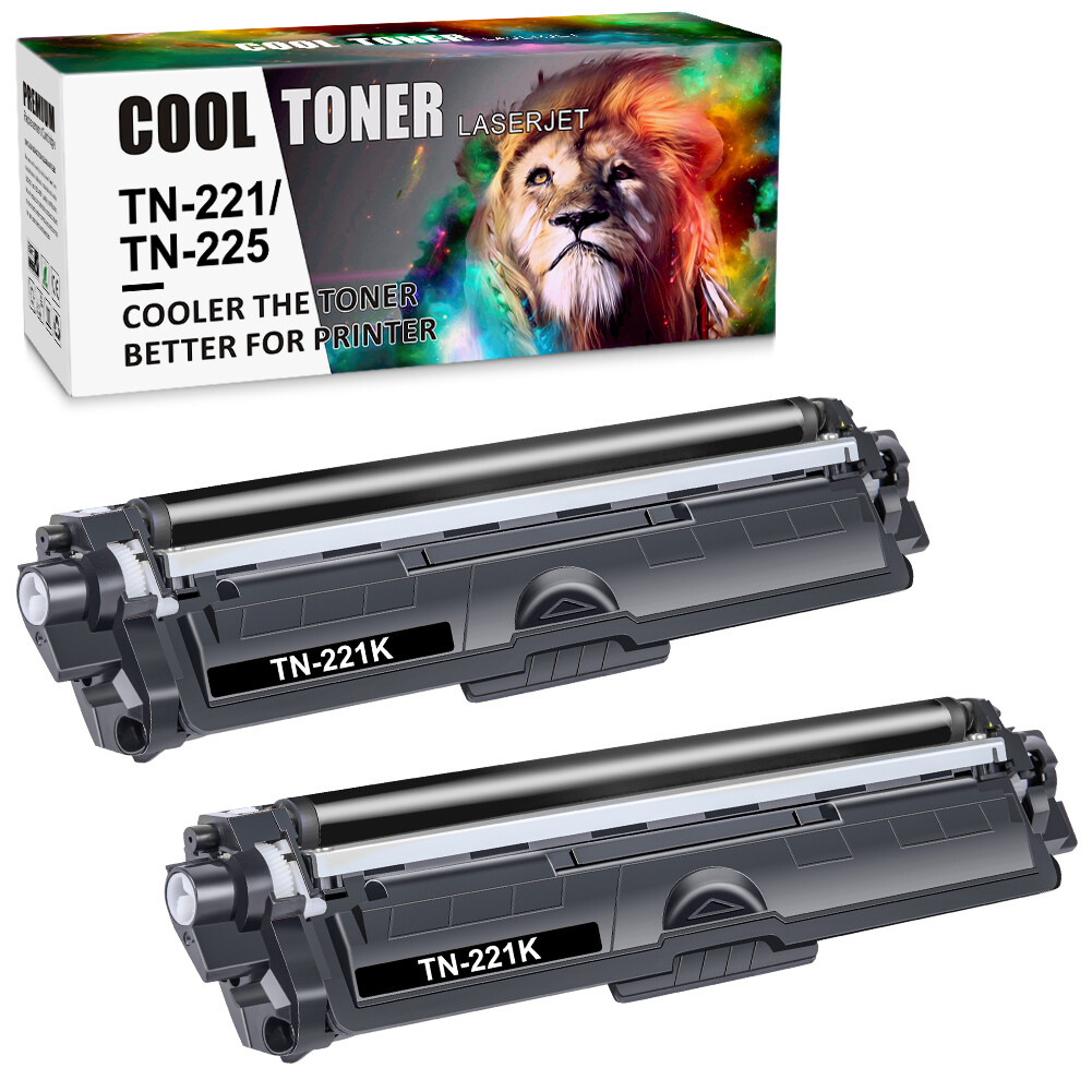 2 Pack Black TN221 Toner For Brother TN221BK HL-3170CDW MFC-9130CW MFC-9340CDW