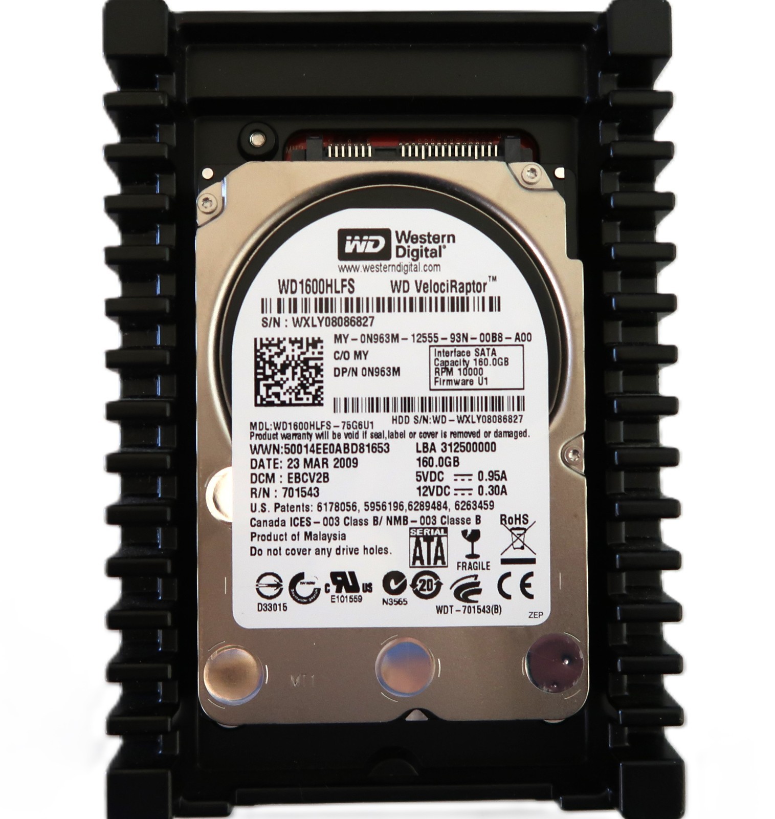 WD WD1600HLFS-75G6U1 DCM:EBCV2B Malaysia 10k 16MB 3Gb/s 3.5" 160gb Sata HDD 2009