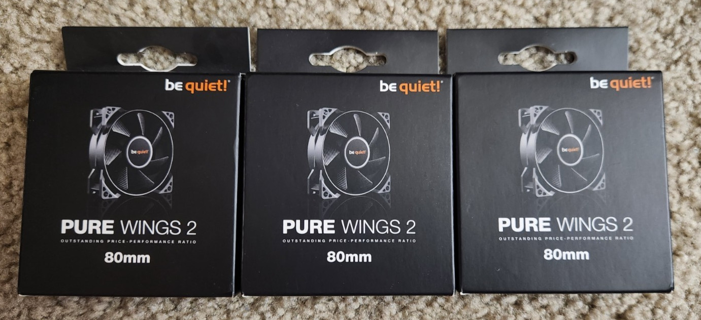 Pure Wings 2 Be Quiet 80mm. 3 Pack - Black - Low Noise PC Cooling Fan