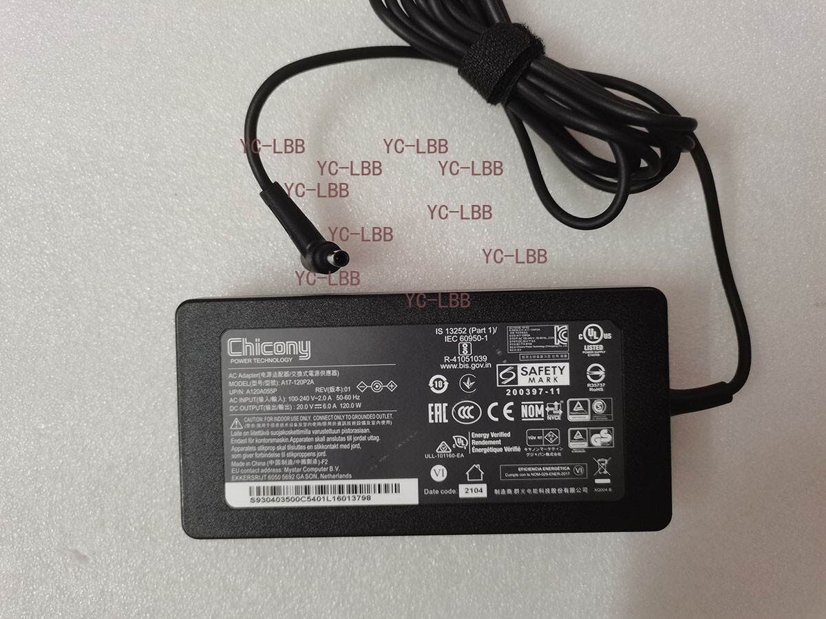 Genuine 20V6A 120W 4.5mm A17-120P2A For MSI GF63 Thin 10SC-222US MS-16R5 Charger