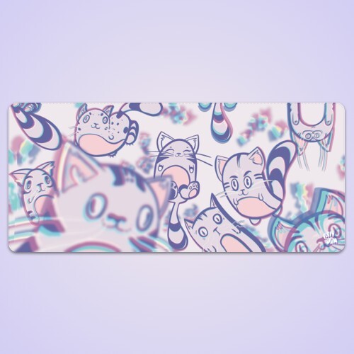 XXL Cute Internet Kitty Cat Gaming Desk Mat 36 x 16 Inch Mouse Pad POPPYJAM