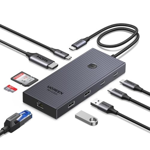 USB C Hub 9 in 1 Adapter: HDMI 4K@60Hz, Ethernet, SD/TF, USB A/C