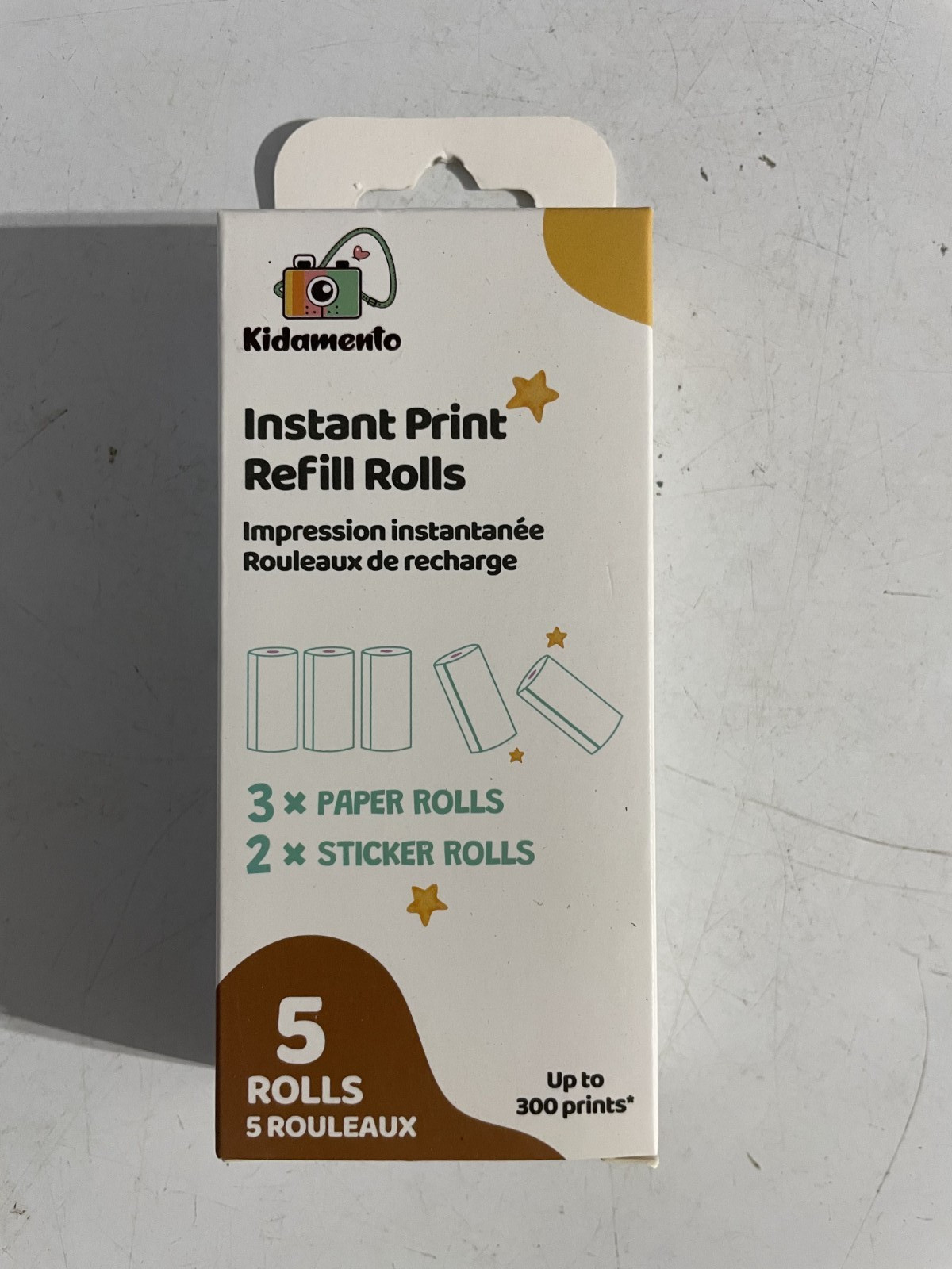Kidamento Kids Camera Paper Refill + Sticker Rolls (5 Rolls) Up To 300 Prints