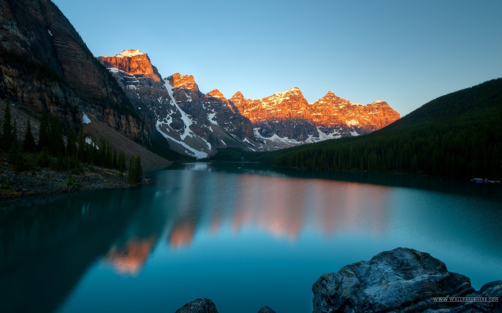 Landscape lake sunset mountains moraine banff national Custom Gaming Mat Desk