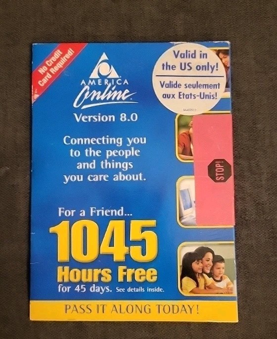 AOL 8.0 1045 Hours Disc CD Disk America Online Collectible Advertising VTG