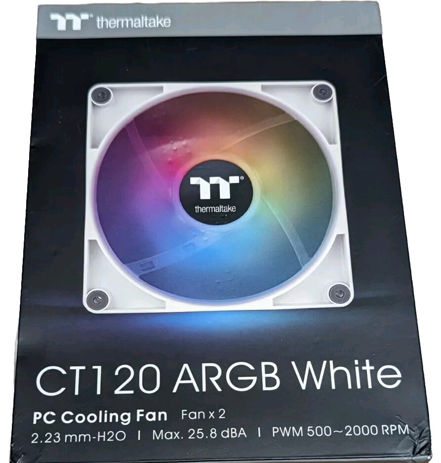 Thermaltake CT120 ARGB Sync PC Cooling Fan White [2-Fan Pack] - 2 Pack Gamer A4