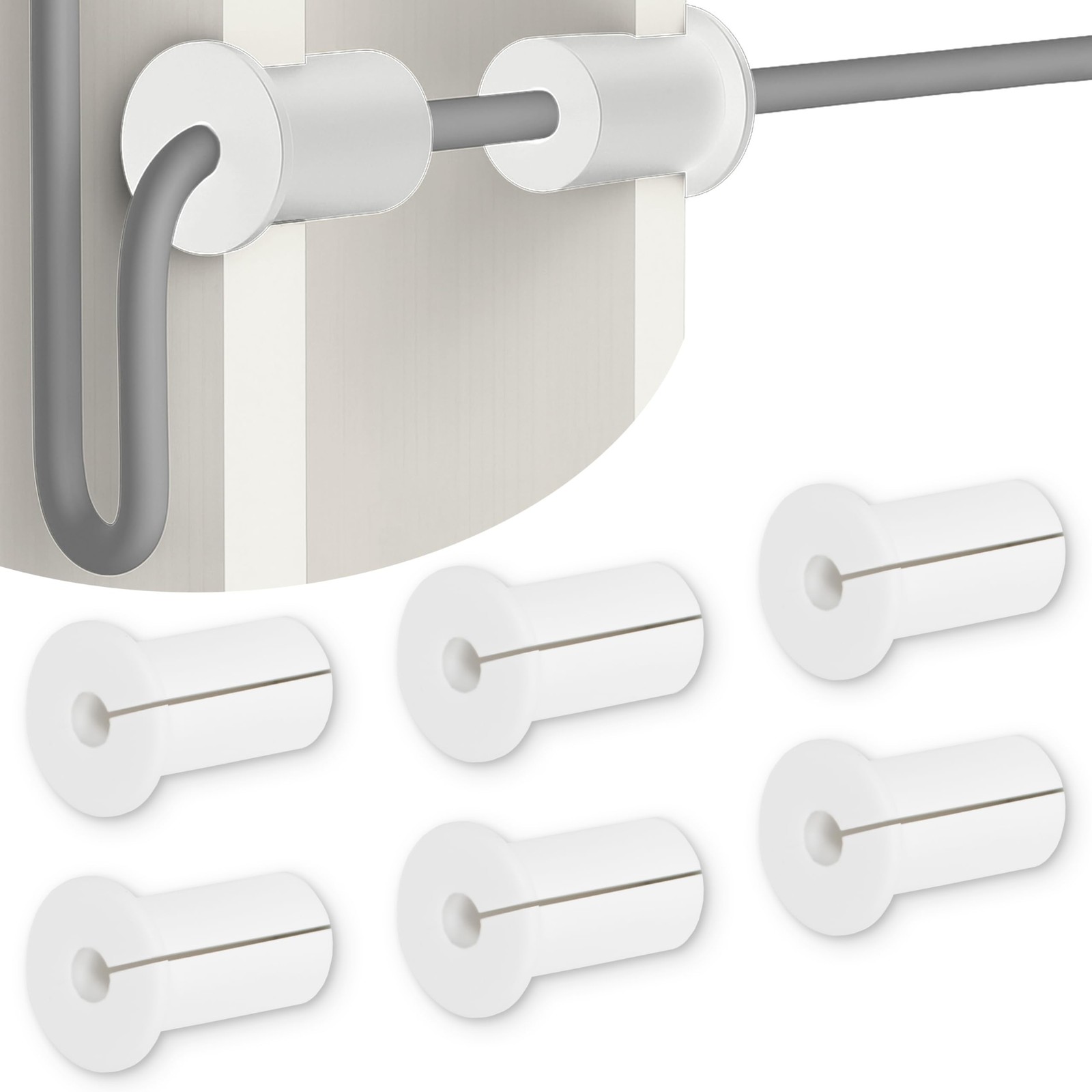 Wall Cable Pass Through Bushing, 3/4 Inch Silicone White, 6 Pack