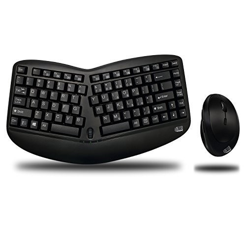 Adesso Tru-Form Wireless Ergo Mini Keyboard & Mouse (WKB1150CB)