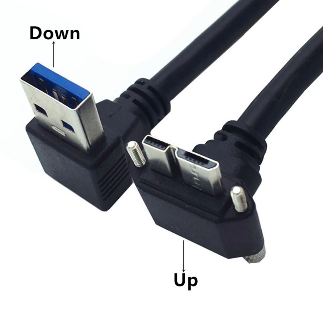NFHK Angled 90 Degree USB 3.0 A Male to Micro-B 3.0 Plug Up Angled Locking Cable