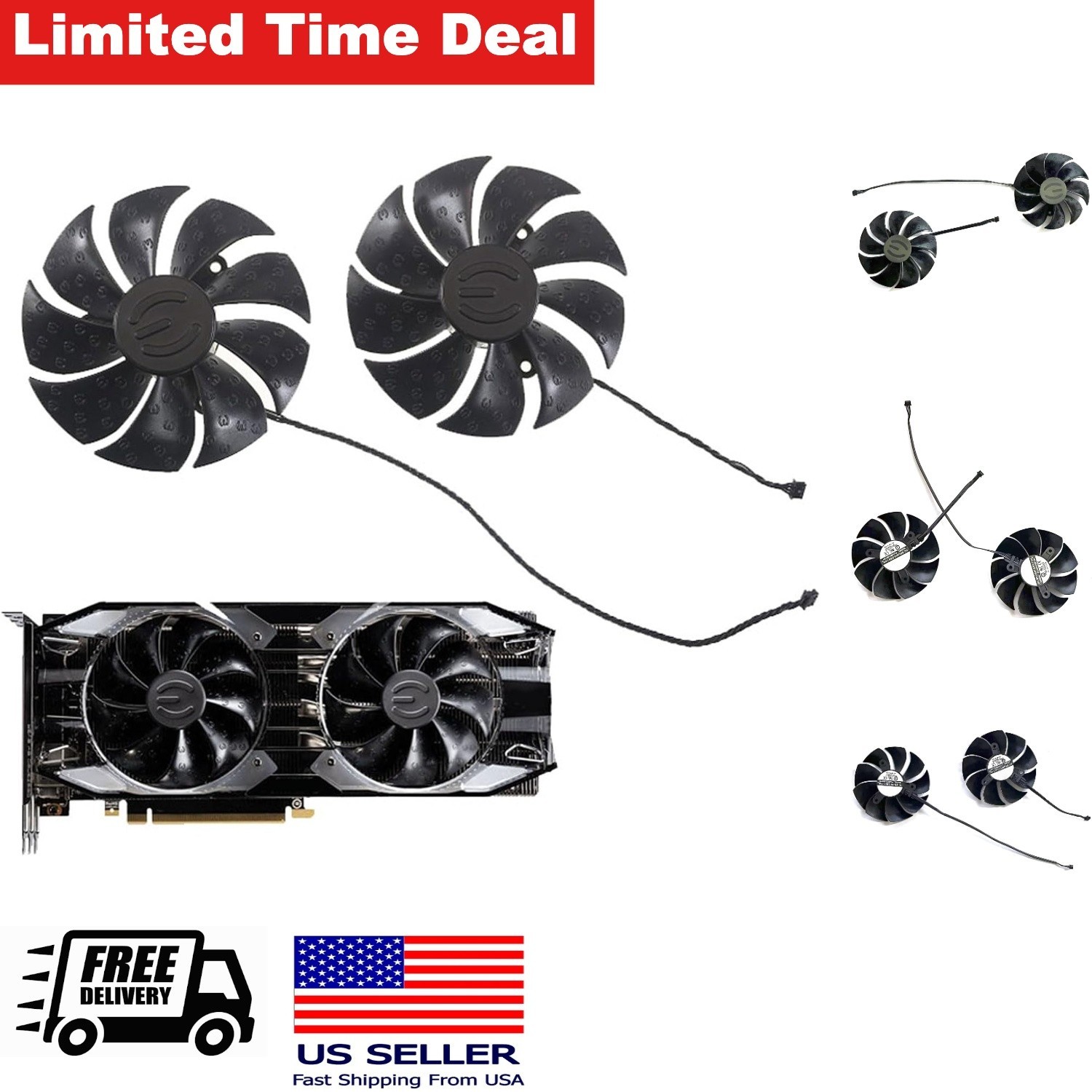12V GPU Fan 0.55A 87mm 4Pin for EVGA 2080 2070 2060 XC Ultra Graphics Cooling