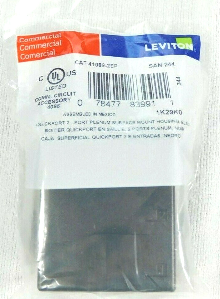 41089-2EP Leviton Surface-Mount QuickPort Box, 2-Port, Black - 25 PACK