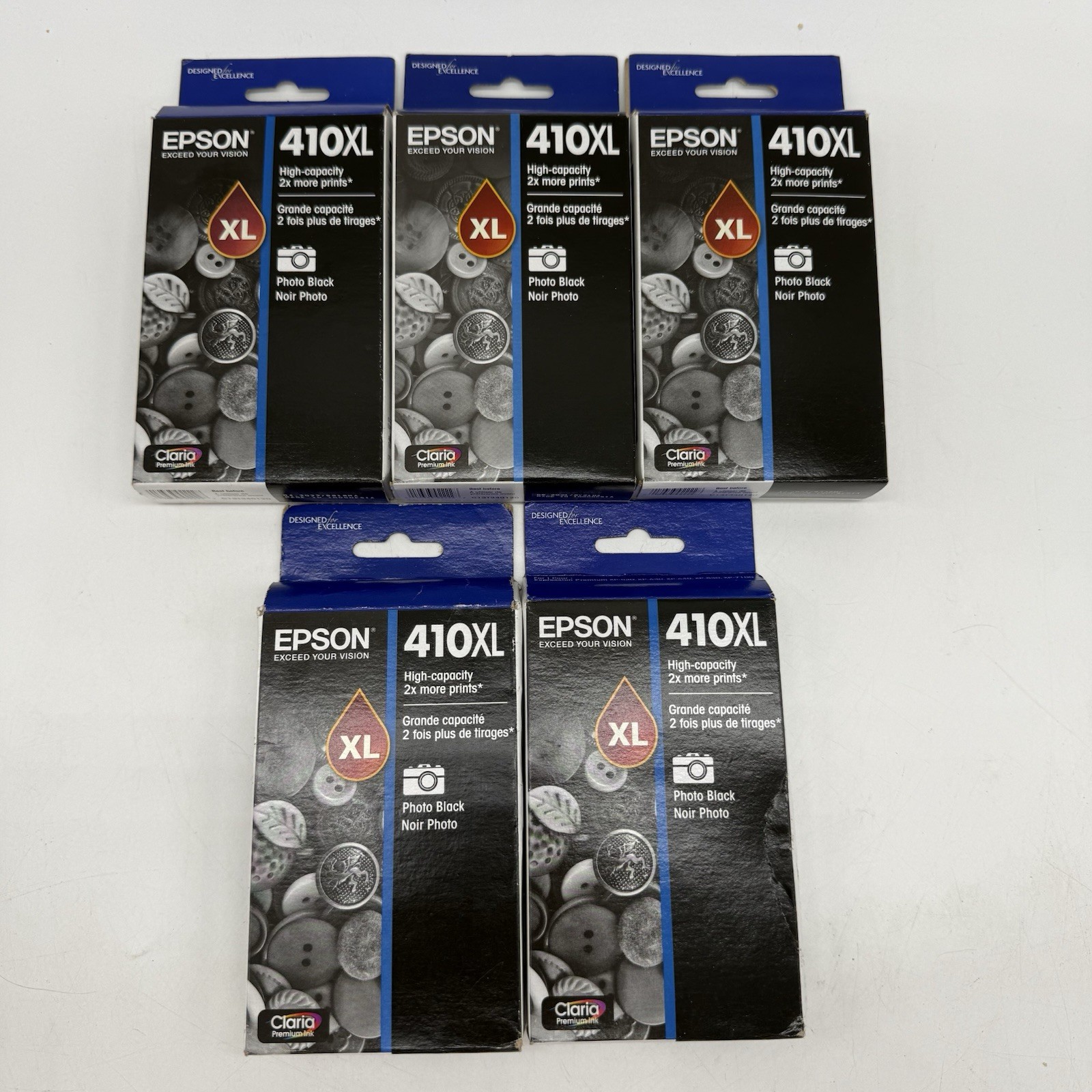 Epson 410XL Claria Premium High-Capacity Black Ink 5 Cartridges  2021/2022 Exp