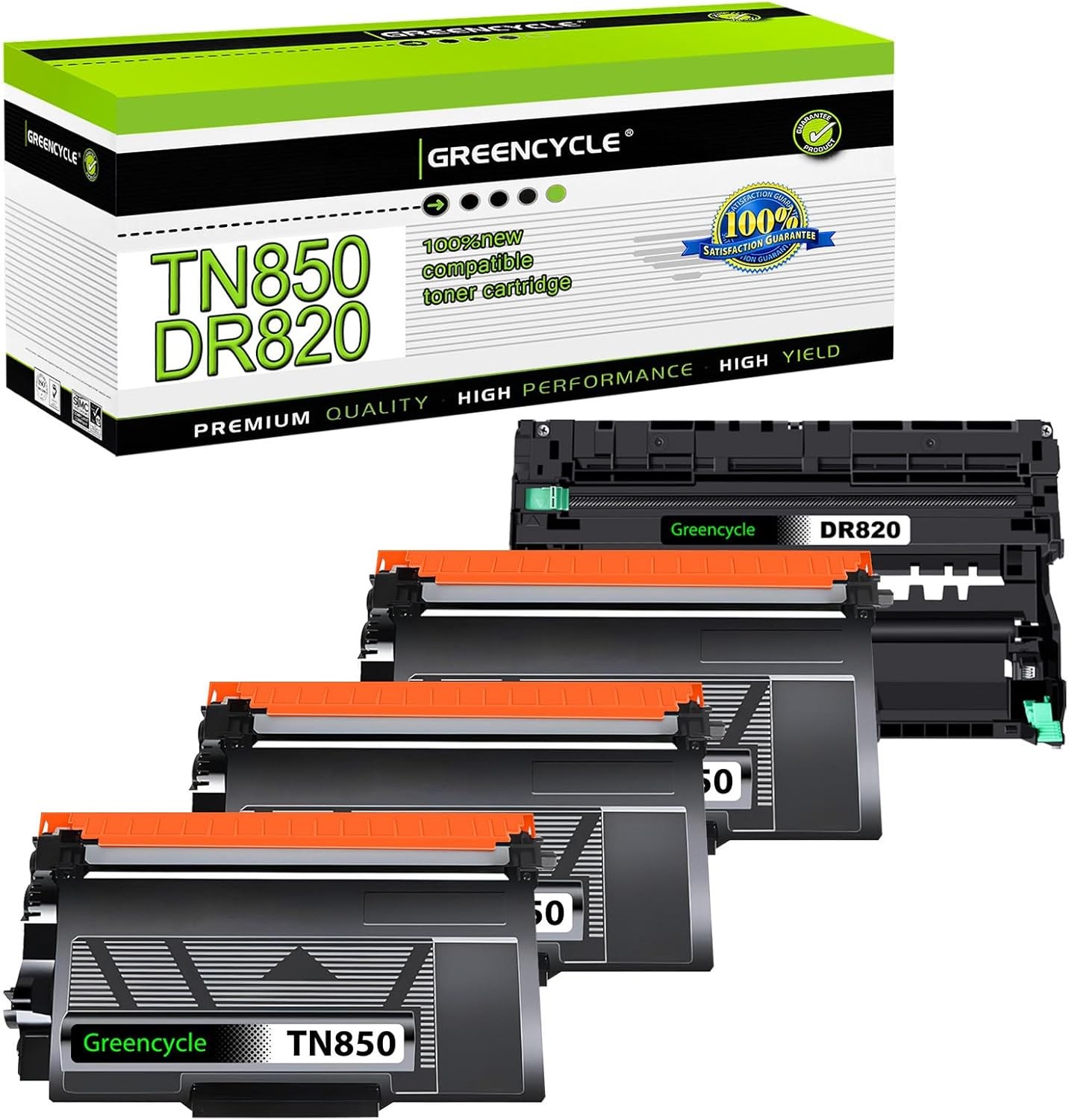3PK Black TN850 Toner + 1PK DR820 Drum Unit for Brother DCP-L5500DN DCP-L5600DN