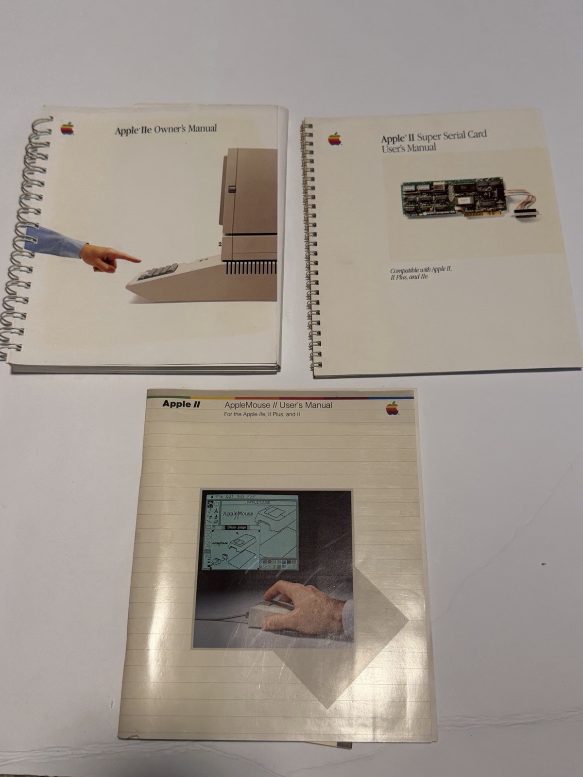 Set of Vintage Apple 2, II, IIE Owners + Super Serial Card + AppleMouse Manuals