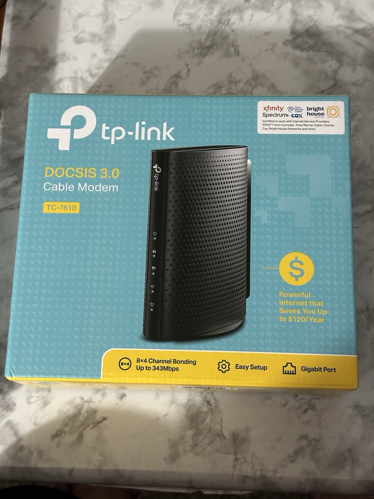 TP-LINK TC-7610 DOCSIS 3.0 Cable Modem 343 Mbps Gigabit Ethernet New in Box 