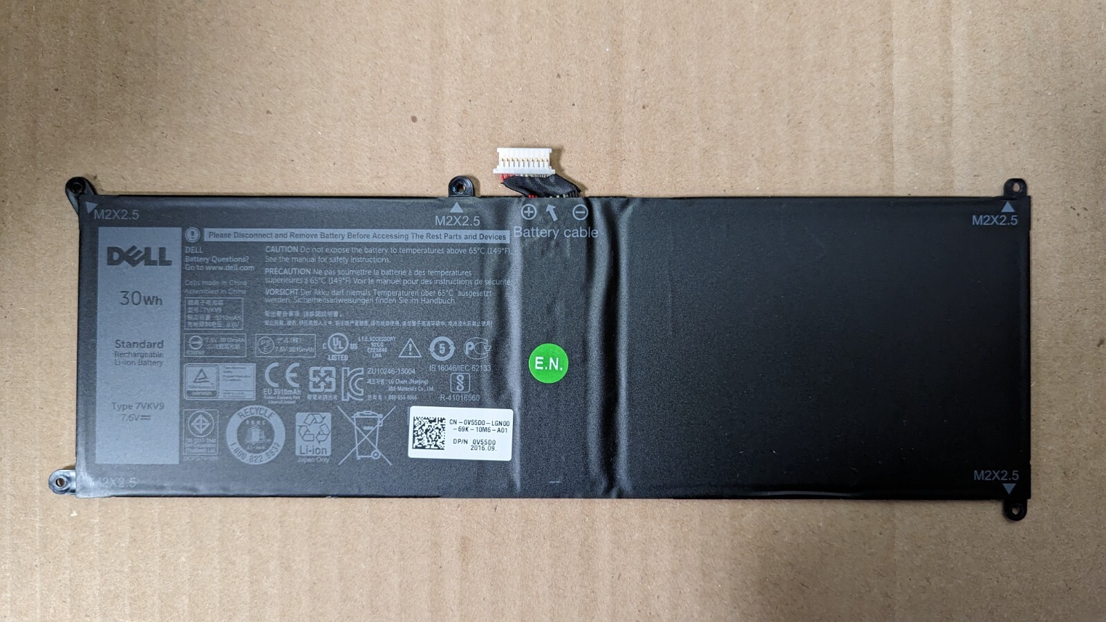 Genuine Dell Latitude 12 7275 Internal 7.6V 30Wh 3910mAh Battery - 7VKV9