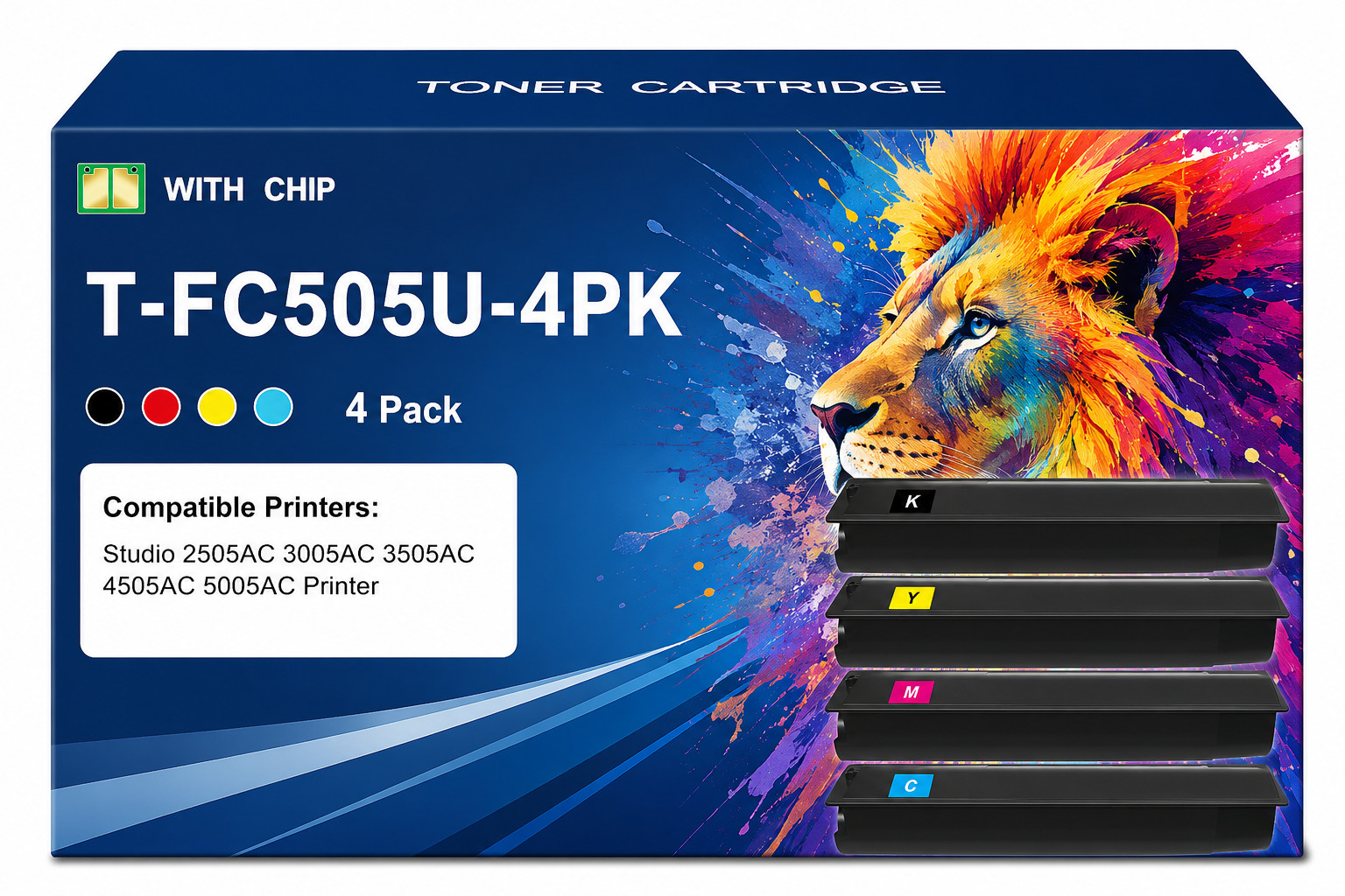 4PK T-FC505U Toner Cartridge Replacement for E-Studio 3505AC 4505AC