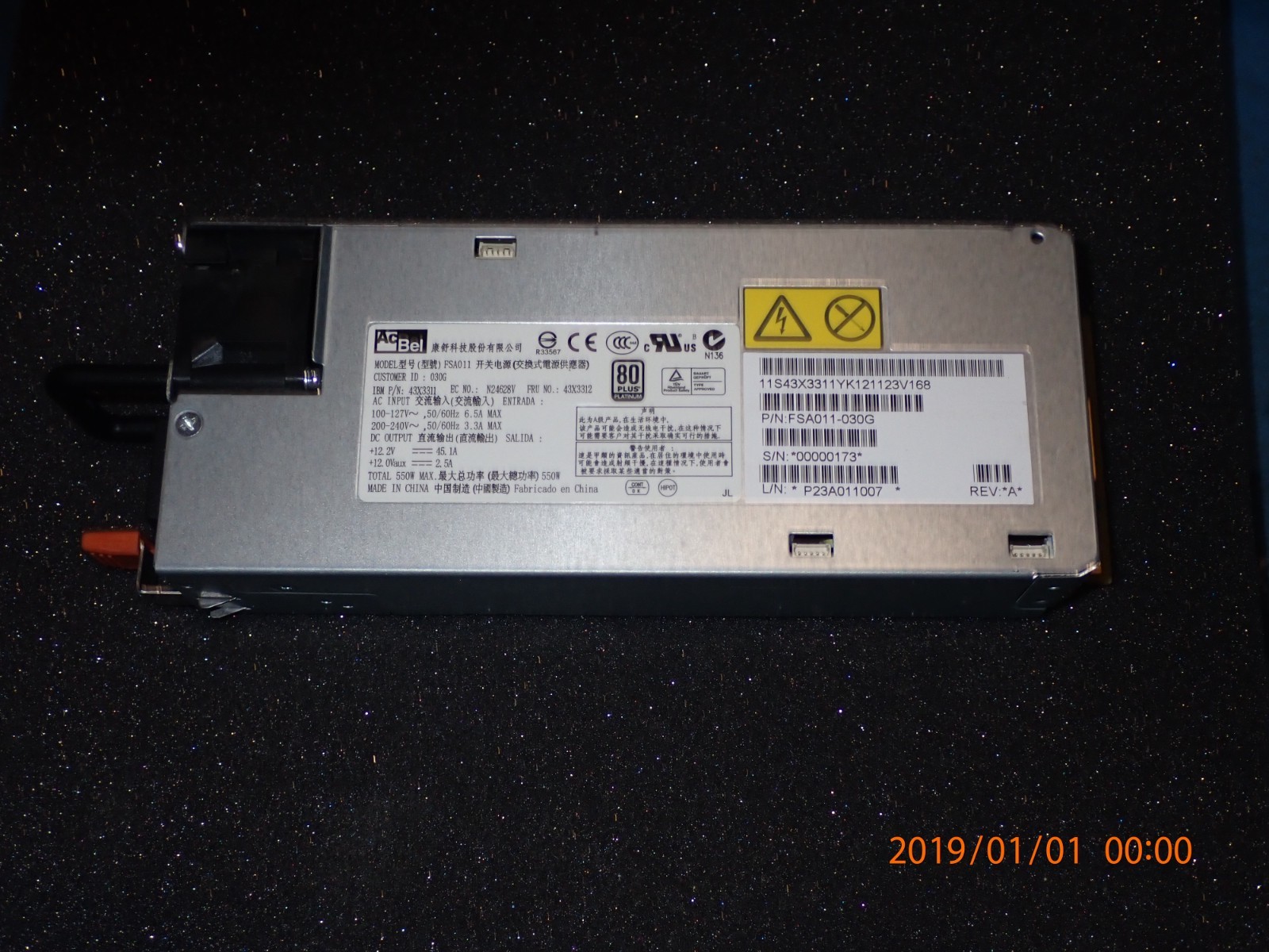 IBM FSA011-030G 550 Watt High Efficiency Platinum Ac Power Supply