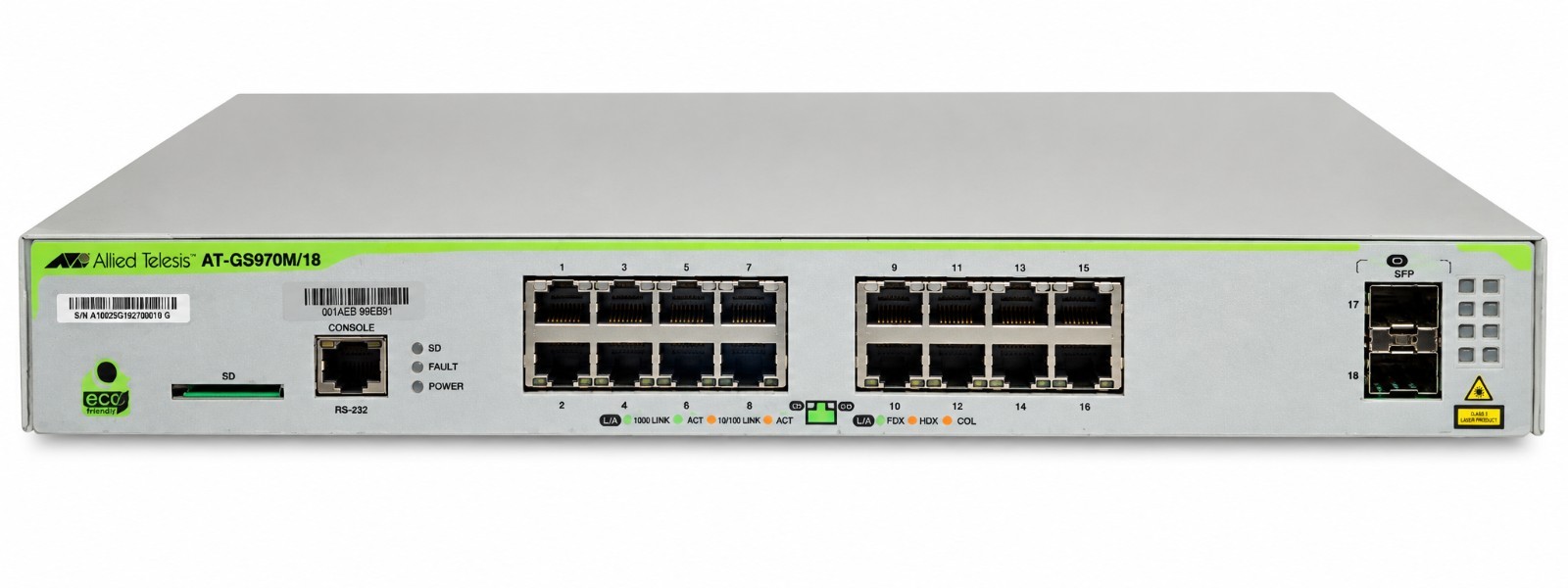 Allied Telesis AT-GS970M/18 16-Port Gigabit Managed L3 Switch 2x SFP