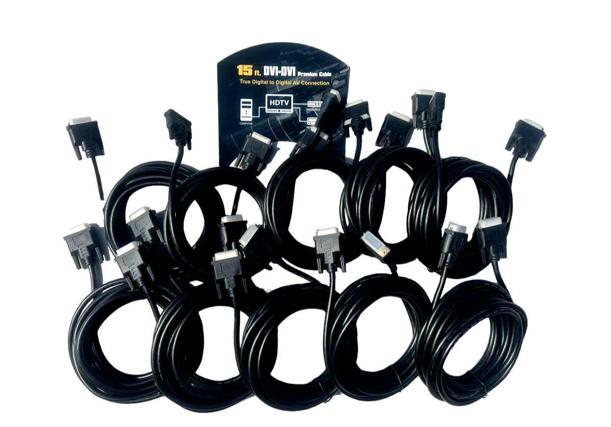 DVI to DVI 15FT Cable Gold Plated HDTV PC *LOT OF 10*