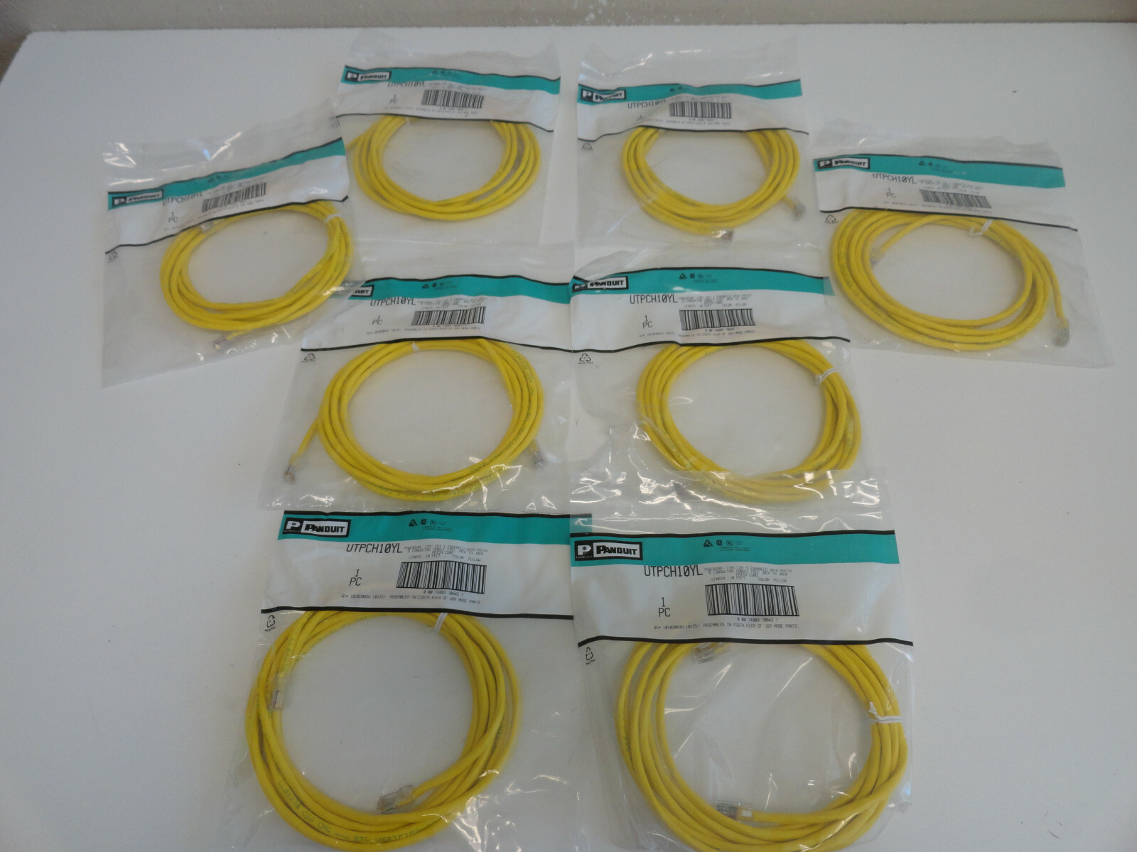 PP3: (Lot Of 10) Panduit UTPCH10YL 10ft Yellow (1 Gig Capable)