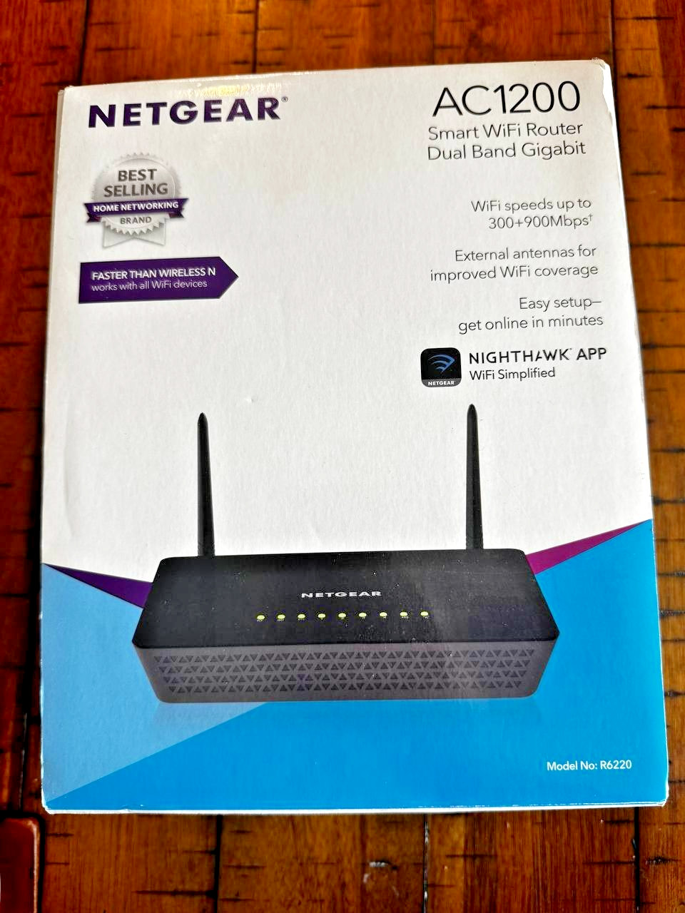 NETGEAR AC1200 R6220-100NAS Smart WiFi Router Ethernet Dual Band Gigabit Antenna